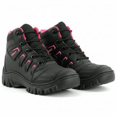 Imagem de Bota de Trilha Coturno Adventure Onda Cano Médio Blaqueado Antiderrapante (Preto e Rosa, BR, BR, Adulto, Numérico, 38)