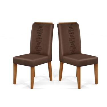 Imagem de Cadeira De Jantar Yasmin Conjunto Com 2 Cadeiras Freijó Com Veludo Moca