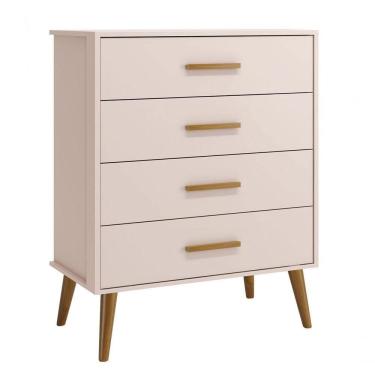 Imagem de Cômoda Gaveteira Retrô Isis Rosa Fosco - Moveisaqui