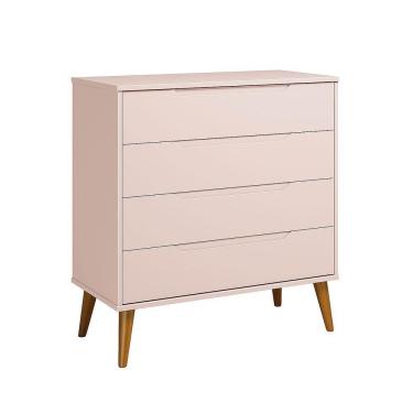 Imagem de Comoda Gaveteira Elfe Retro 4 Gavetas Rosa Fosco - Moveisaqui
