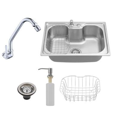 Imagem de Kit Cuba Cozinha Gourmet Aço Inox C/ Torneira Parede Móvel - Holtter H