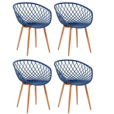 Imagem de Kit 4 Cadeiras Monaco Com Assento Em Polipropileno Fratini Azul Marinho