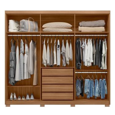 Imagem de Guarda Roupa Dalila 3 Portas, 4 Gavetas, 4 Cabideiros Amêndola Com Espelho E Pés - Demóbile Amêndola