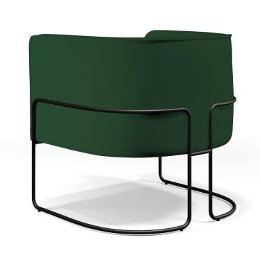 Imagem de Poltrona Fixa Base De Aço Preto Veludo Verde Musgo C-303