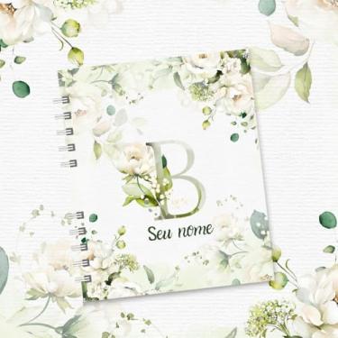 Imagem de Caderno A5 Floral Personalizado com Nome e Inicial, Caderno de Anotações sem Pauta, Caderneta Capa Dura, Caderno Espiral 96 Folhas para Estudos e Organização (B,DECORADO)