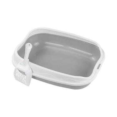 Imagem de Caixa De Areia Grande Semi-Fechada Anti-Salpicos Para Gatos, Tigela Pa