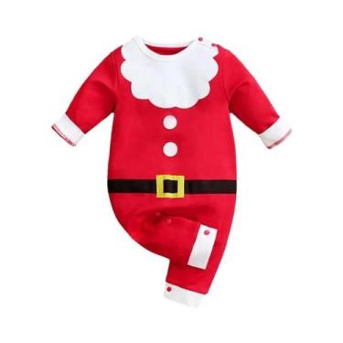 Imagem de Macacão De Natal Para Bebê Menina Ou Menino Com Estampa De Papai Noel,