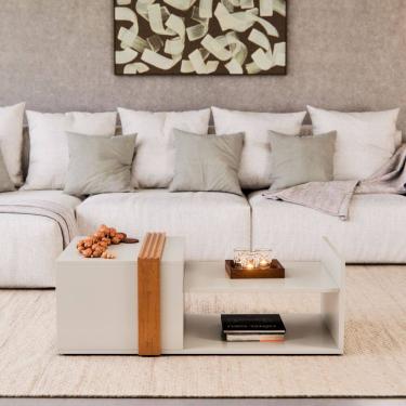 Imagem de Mesa de Centro Moderna com Nicho Lateral para Sala de Estar – Design Funcional e Elegante em MDP/MDF