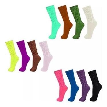 Imagem de Kit 12 Pares Meia Feminina Academia Aeróbicas Fitness Grossa - - Sem M