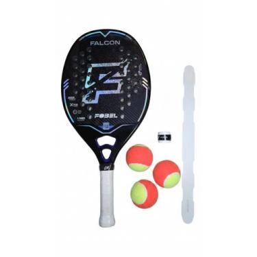 Imagem de Raquete de Beach Tennis Falcon - FOBEL + Protetor + Overgrip + 3 Bolas