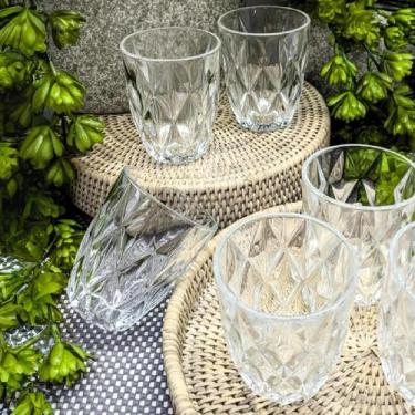 Imagem de Jogo 6 Copos Baixo Diamond de Vidro 280ml Transparente - Gamma