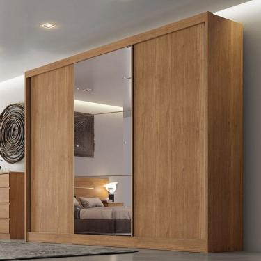 Imagem de Guarda-Roupa Casal Daloa 3 Portas 6 Gavetas 100% Mdf com Espelho Cumaru - Pnr Móveis