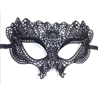 Imagem de Máscara de cosplay, renda preta, capa de meia face, fantasia de Hallow