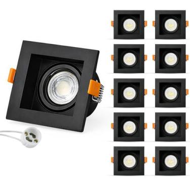 Imagem de 10 Spot Recuado Embutir Luminária + Lâmpadas Led Mr16 Dicroica Gu10 Qu