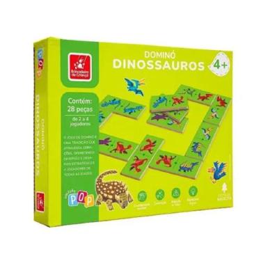 Imagem de Brinquedo Jogo de Dominó Dinossauro 28 Peças - Brincadeira de Criança
