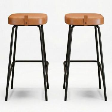 Imagem de Kit 02 Banquetas Altas Cozinha e Área Gourmet Vik Estofada material si