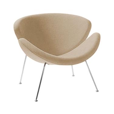 Imagem de Poltrona Design Trevo Suede Bege Base Cromada