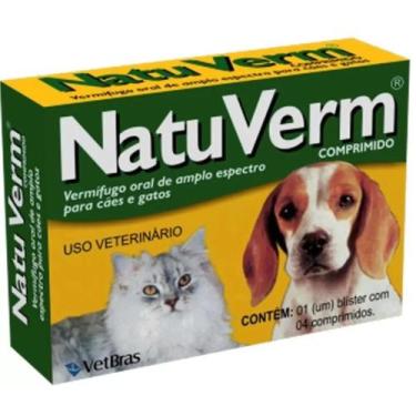 Imagem de Vermifugo 4 Comprimidos Vetbras Natu Verm Cães e Gatos