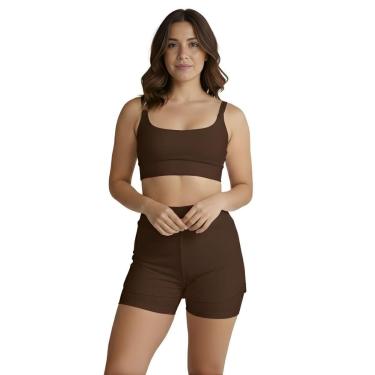 Imagem de Conjunto de Short Duplo Fitness Academia Treino Feminino-Feminino
