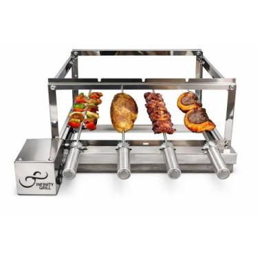 Imagem de Gira Grill Inox 4 Espetos Elétrica Giratória - infinity grill