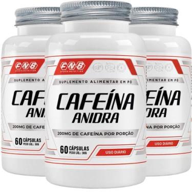 Imagem de KIT 3X Cafeína Anidra 200mg 60 cápsulas - FNB Sports