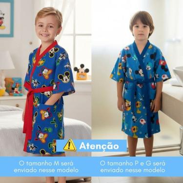 Imagem de Roupão Infantil Mickey Aveludado Quimono Azul Lepper