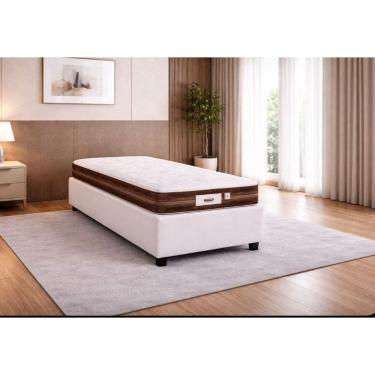 Imagem de Cama Box Baú Solteiro Colchão Molas Flora Gazin 88x188x61cm Branco
