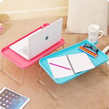 Imagem de Mesa Notebook Portatil Desmontavel Suporte Bandeja Cafe Cama Rosa