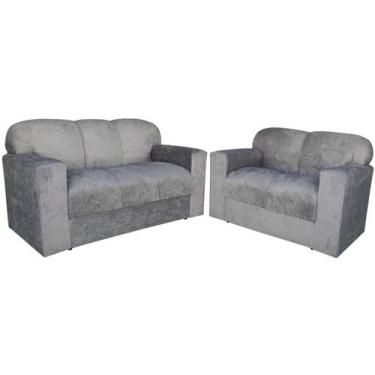 Imagem de Conjunto Sofá 3 e 2 lugares Xaropinho Suede Cinza - AL Móveis
