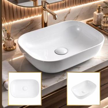 Imagem de Cuba cerâmica sobrepor quadrada 45,5x32x13,5 GoldenX Lavabo