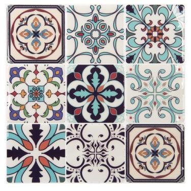 Imagem de Adesivos de azulejo LONGKING Maximum Blue Green Kitchen (10 folhas)