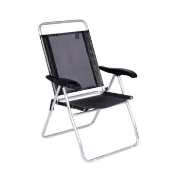 Imagem de Cadeira De Praia Alta Reclinável Boreal Com Porta Copo Mor Cor:preto P