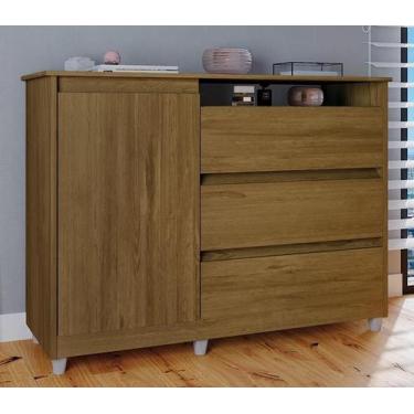 Imagem de Cômoda Quarto Sky com 3 Gavetas 1 Porta e Pés Plásticos - MOVEIS PRIMU