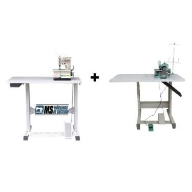 Imagem de Galoneira 3 Agulha+Overlock Semi Industriais + Bancadas - BRACOB, 110V