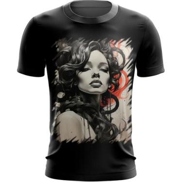 Imagem de Camiseta Dryfit Pintura a Carvão Mulher Arte Esfumaçada 7 - Kasubeck S