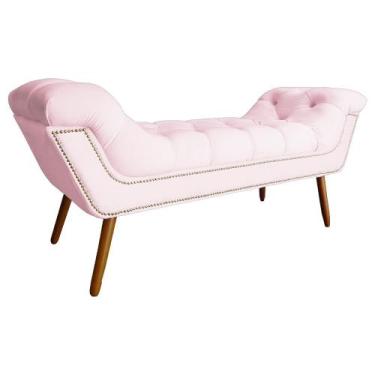 Imagem de Recamier Calçadeira Estofado Sienna Casal 140 Cm Suede Rosa Bebe - LM 