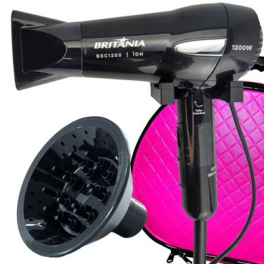 Imagem de Secador De Cabelo Britania Ion 1200w Dobravel Viagem Suporte Parede Ba