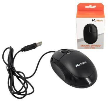Imagem de Mouse Óptico C/Fio Preto USB 2.0 Ktrok Ergonômico 3 Botões