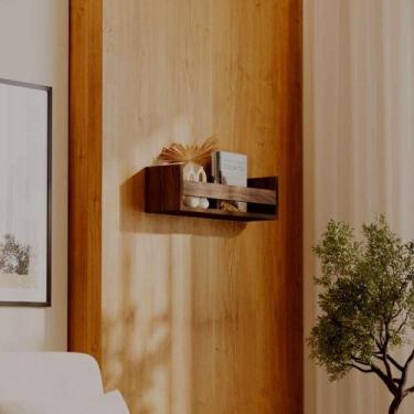 Imagem de Prateleira Porta Livro Nogal 60 x 12cm Suporte Invisivel - Mercado das