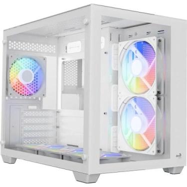 Imagem de Gabinete Gamer Aerocool Dryft Branco Com 6 Fans Argb Lateral Vidro