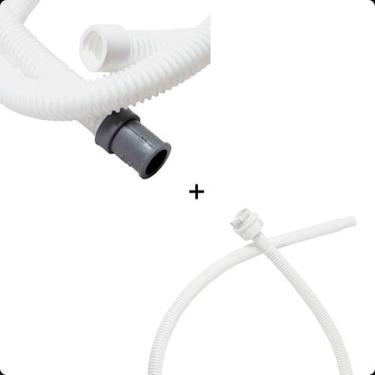 Imagem de Conjunto Mangueiras Tanquinho Universal Saída Entrada Branco Flexível 