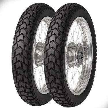 Imagem de Kit Pneu Moto 90/90-19 e 110/90-17 Dianteiro e Traseiro Com Camara Rob