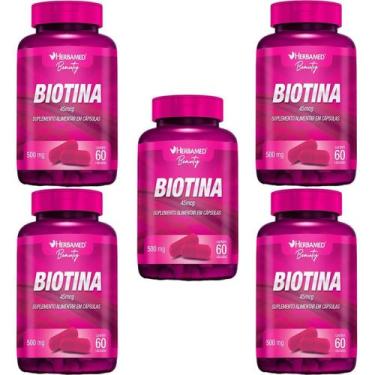 Imagem de Kit 5X Biotina 45mcg - 60 Cápsulas - Herbamed