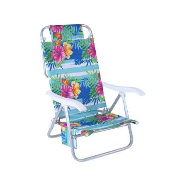 Imagem de Cadeira de Praia Reclinável Sunny em Alumínio Floral Bel, Azul
