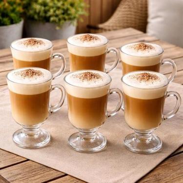 Imagem de Caneca Taça Copo Capuccino Chá Café Vidro De 120ml Kit 8pçs - Genérico