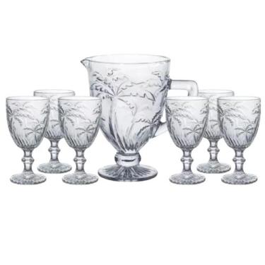 Imagem de Conjunto Palm Lyor 7 Peças Vidro Transparente Elegante Jarra 1,3 Litro
