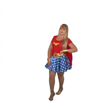 Imagem de Fantasia Mulher Maravilha Adulto Heroína Luxo Festa Carnaval - NoBrand