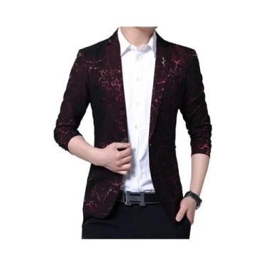 Imagem de Jaqueta De Terno Masculina Slim Fit De Tamanho Grande Com Estampa Flor