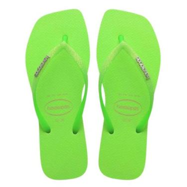 Imagem de Chinelo Havaianas Slim Square G Neon, Bege, Verde, 33/34