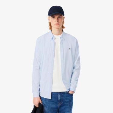 Imagem de Camisa Regular Fit em Algodão - Lacoste, 40, Azul capri